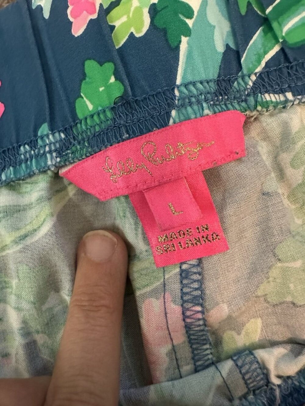 Lilly Pulitzer Womens Tropical Pants L Wide Leg Viscose Pink Blue Palm Tree - Picture 5 of 6
